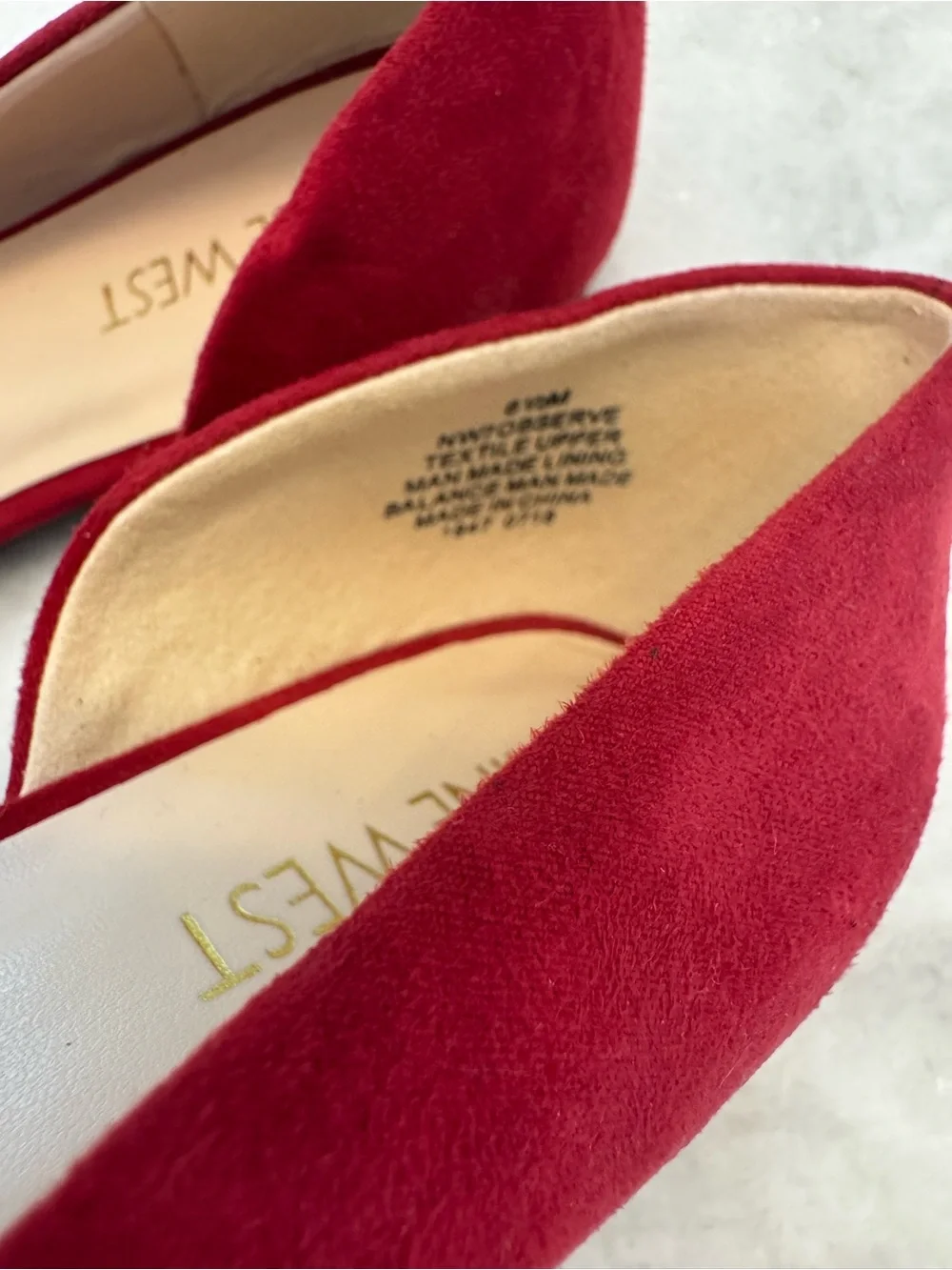 Nine West Red Suede Pointed-Toe D'Orsay Flats